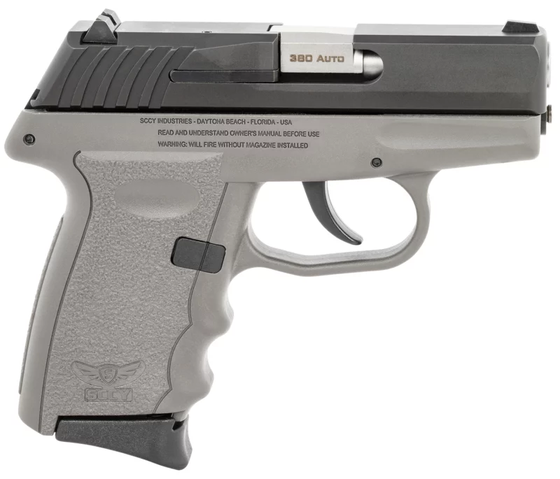 SCCY Industries CPX-3CBSG CPX-3 380 ACP 10+1 3.10" Sniper Gray Polymer Serrated Black Nitride SS Slide Finger Grooved Sniper Gray Polymer Grip