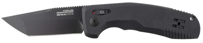 S.O.G SOG15380357 SOG-TAC Auto 3.43" Folding Tanto Plain Black TiNi Cryo D2 Steel Blade Black Micro-Textured Anodized Aluminum Handle Includes Pocket Clip