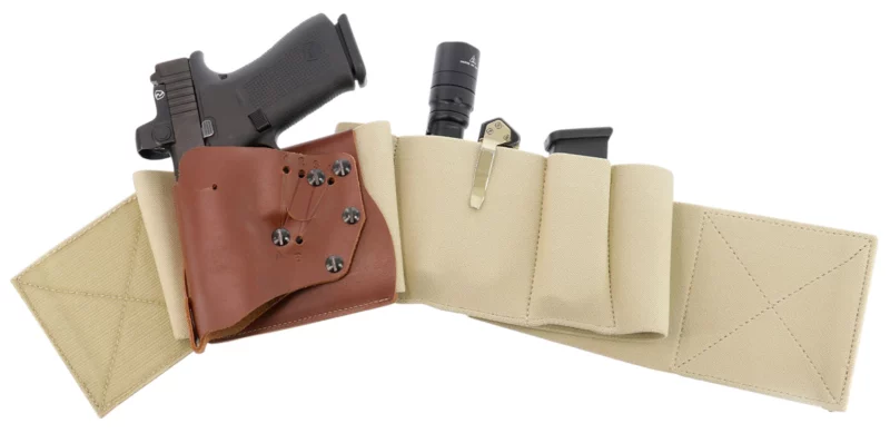 Galco UWERBKHLG UnderWraps Elite Khaki Large Leather/Nylon Handgun