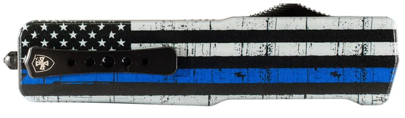 Templar Knife SABTB32 Premium Lightweight Small 3" Fixed OTF Drop Point Plain Black Oxide Stonewashed Powdered D2 Steel Blade/4.50" Black & White w/Blue Line Anodized Aluminum Handle