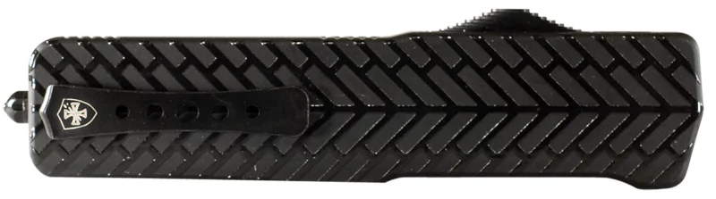 Templar Knife SAHBG32 Premium Lightweight Small 3" OTF Drop Point Plain Black Oxide Stonewashed Powdered D2 Steel Blade/4.50" Black Herringbone Anodized Aluminum Handle