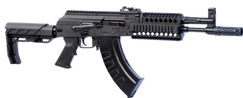 Crosman CAK1 Full Auto AK1 Air Rifle CO2 177 28 rd, Black Smooth Bore Barrel, Black Synthetic Folding Adjustable Stock w/Quad Mounting Rail System, Selector Safety