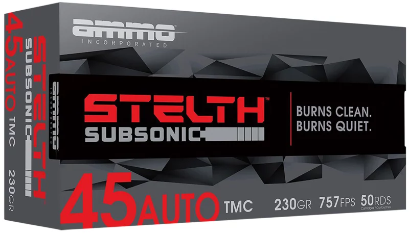 Ammo Inc 45230TMCSTL stelTH 45ACP 230gr Total Metal Case 50 Per Box/20 Case