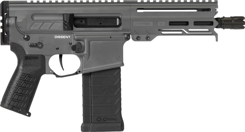 CMMG 54AA847-TNG Dissent 5.7x28mm 32+1 6.50", Tungsten Gray Cerakote Rec, OEM Grip, Picatinny Buffer Adapter, Zeroed Drop-In Single Stage Trigger