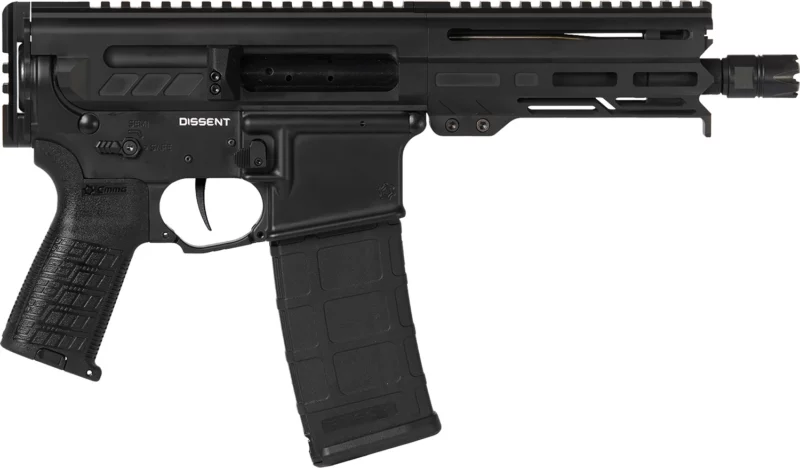 CMMG 55A938F-AB Dissent 5.56x45mm NATO 30+1 6.50", Black Cerakote Rec, OEM Grip, Picatinny Buffer Adapter, Zeroed Drop-In Single Stage Trigger