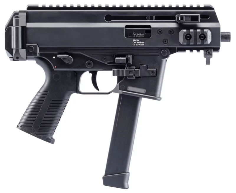 B&T Firearms 36176502G APC9K 9mm Luger 33+1 4.30" Black Steel Barrel, Black Picatinny Rail Receiver, Brace Adapter, Black Polymer Grips, Ambidextrous