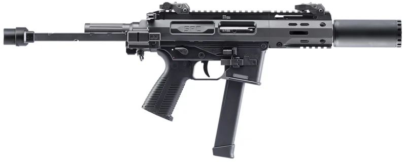 B&T Firearms 500003SDGTB SPC9 SD 9mm Luger 33+1 4.50" with RBS Suppressor, Black, Tele Brace Adapter, Polymer Grip (Glock Mag Compatible)