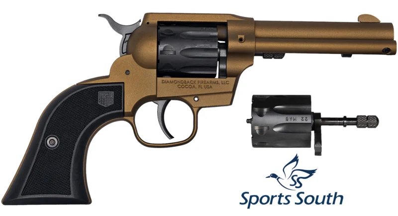 Diamondback DB055AA041 Sidekick 22 LR/22 WMR 9rd Shot 4.50" Burnt Bronze Burnt Bronze Black Cerakote Cylinder Black Checkered Nylon Grips