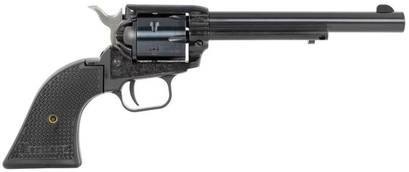 Heritage Mfg RR22MB6PG Rough Rider 22 LR/22 WMR 6 Shot, 6.50" Black Steel Barrel, Black Cerakote Zinc Alloy Frame, Black Cerakote Cylinder, Black Polymer Grip, Hammer/Thumb Safety, Exposed Hammer