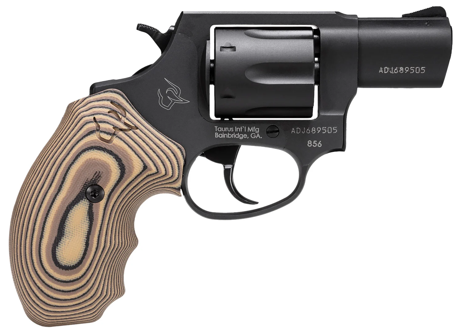 Taurus 285621VZ19 856 38 Special 6rd 2", Matte Black Carbon Steel, Brown VZ Cyclone Grip