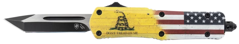 Templar Knife S-DTOM-23-1 Don't Tread on Me Gen II Small 2.75" OTF Plain Black Oxide 440C SS Blade 4.25" Includes Glass Breaker/Pocket Clip