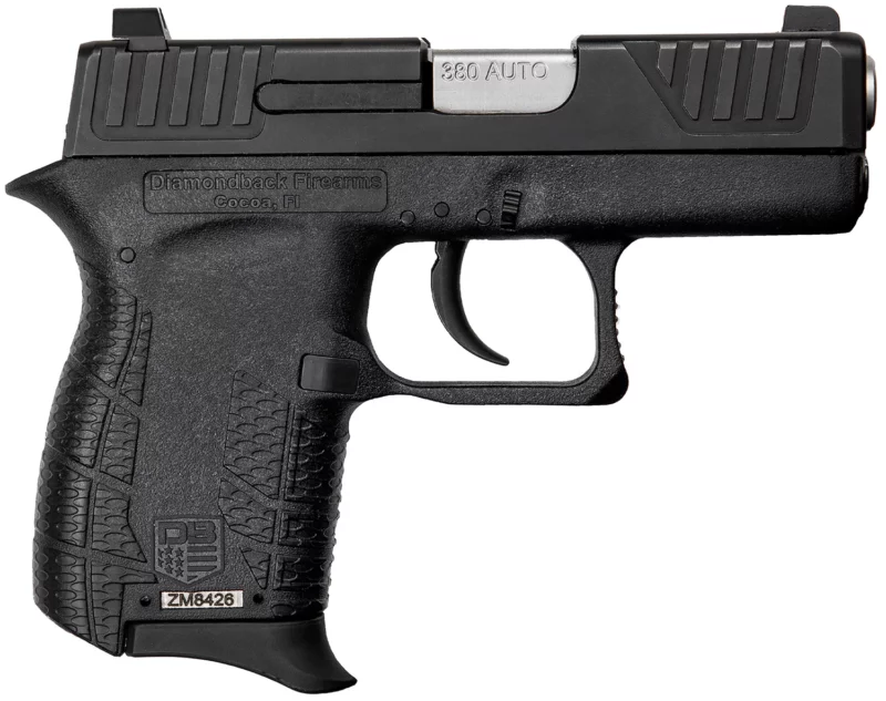 Diamondback DB0100E002 DB380 Gen4 Micro-Compact Frame 380 ACP 6+1, 2.80" Stainless Steel Barrel, Black Nitride Serrated Stainless Steel Slide, Black Polymer Frame w/Beavertail & Grip