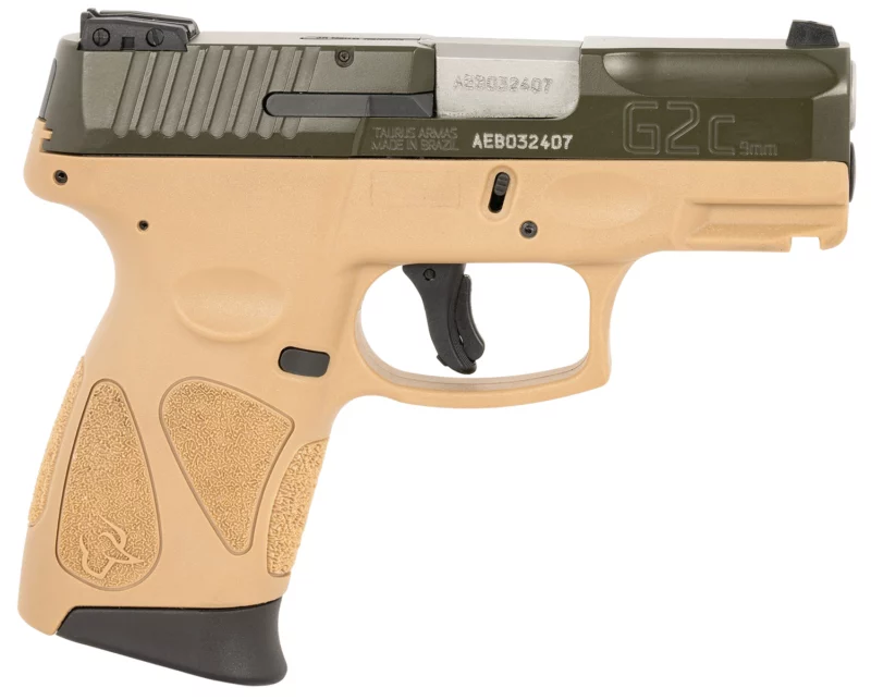 Taurus 1G2C93B12T G2C Compact 9mm Luger 12+1 3.26" Moss Green Cerakote Serrated Slide, Coyote Tan w/Black Controls Polymer Frame w/Picatinny Rail