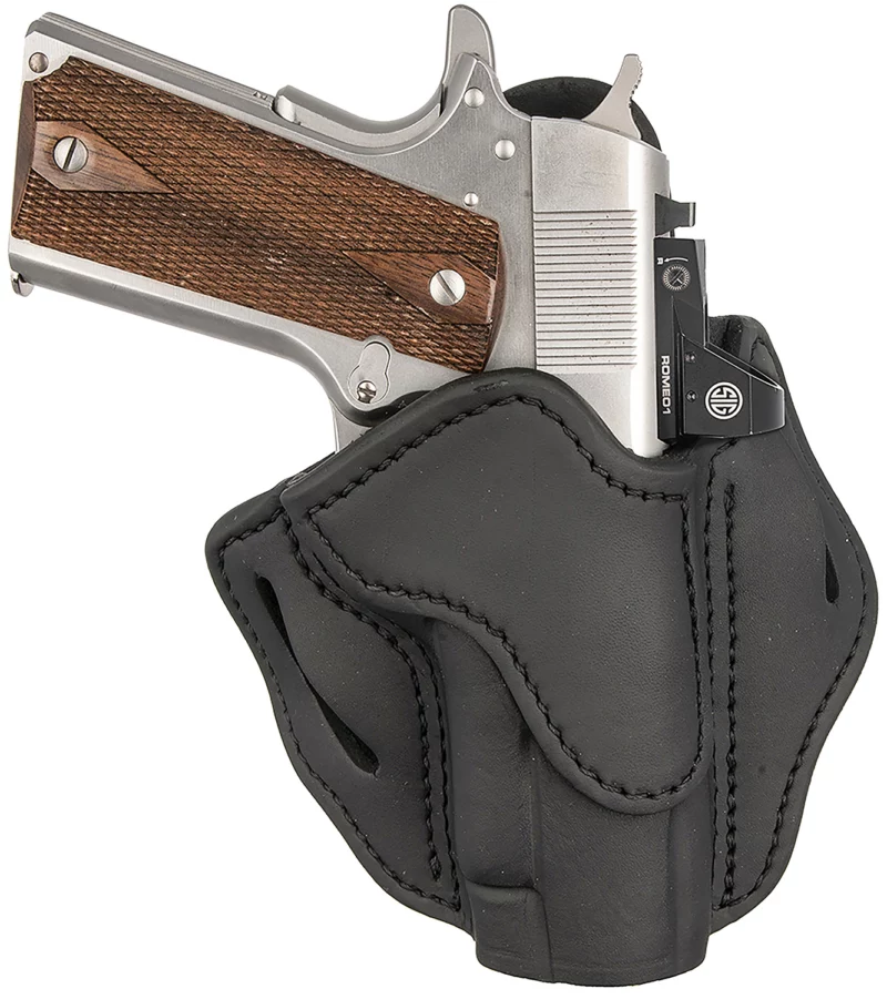 1791 Gunleather ORBH1SSBLR BH1 Optic Ready OWB Stealth Black Leather Belt Slide Fits 4-5" 1911 Right Hand