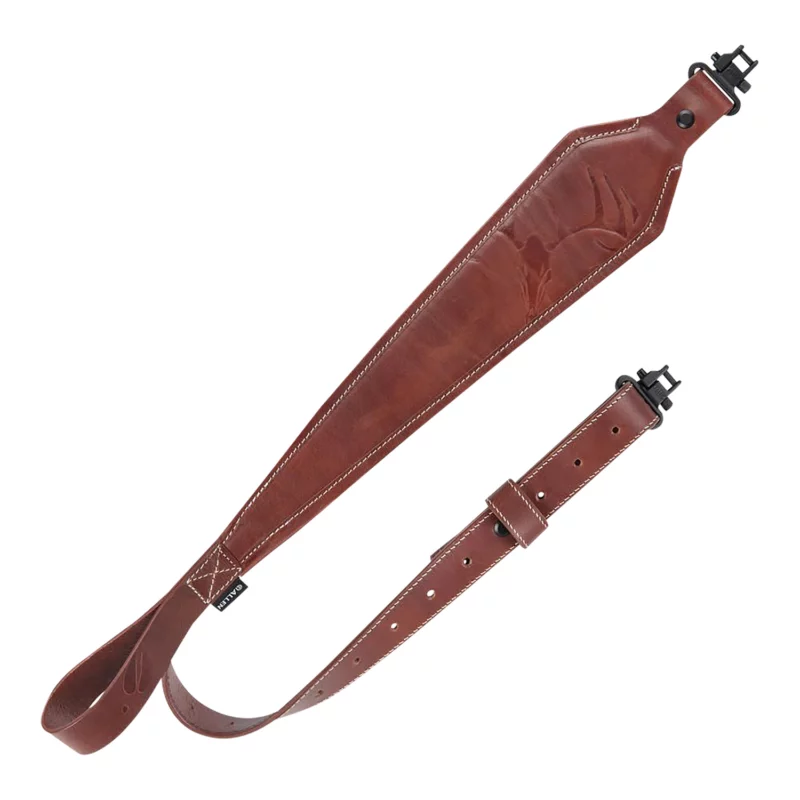 Heritage Cases 8510 Deer Deboss Rifle Sling w/One-Piece Swivel, Brown Leather, Adjustable Length 28" to 35", 3" Wide