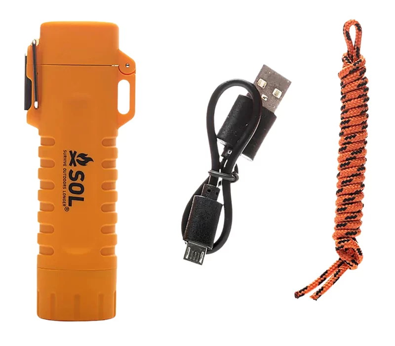 Survive Outdoors Longer Fire Lite Fuel Free Lighter Orange Includes USB Cable / Lanyard