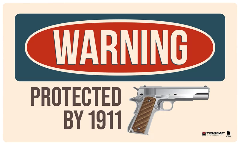 TekMat TEK42WARNING1911 Warning Protected By 1911 Door Mat 25" x 42"