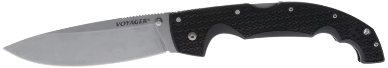 Cold Steel CS29AXB Voyager XL 5.50" Folding Drop Point Plain Stonewashed AUS-10A SS Blade/6.75" Black Textured Griv-Ex Handle Includes Belt Clip