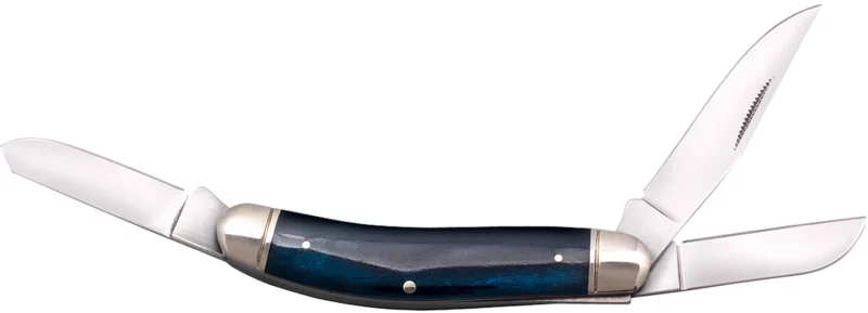 Cold Steel CSFLGSTKMB Gentleman's Stockman 2"/2.10"/2.50" Folding Clip/Sheepsfoot/Spey Plain 8Cr13MoV SS Blade/Dark Blue w/Polished Bolsters Bone Handle