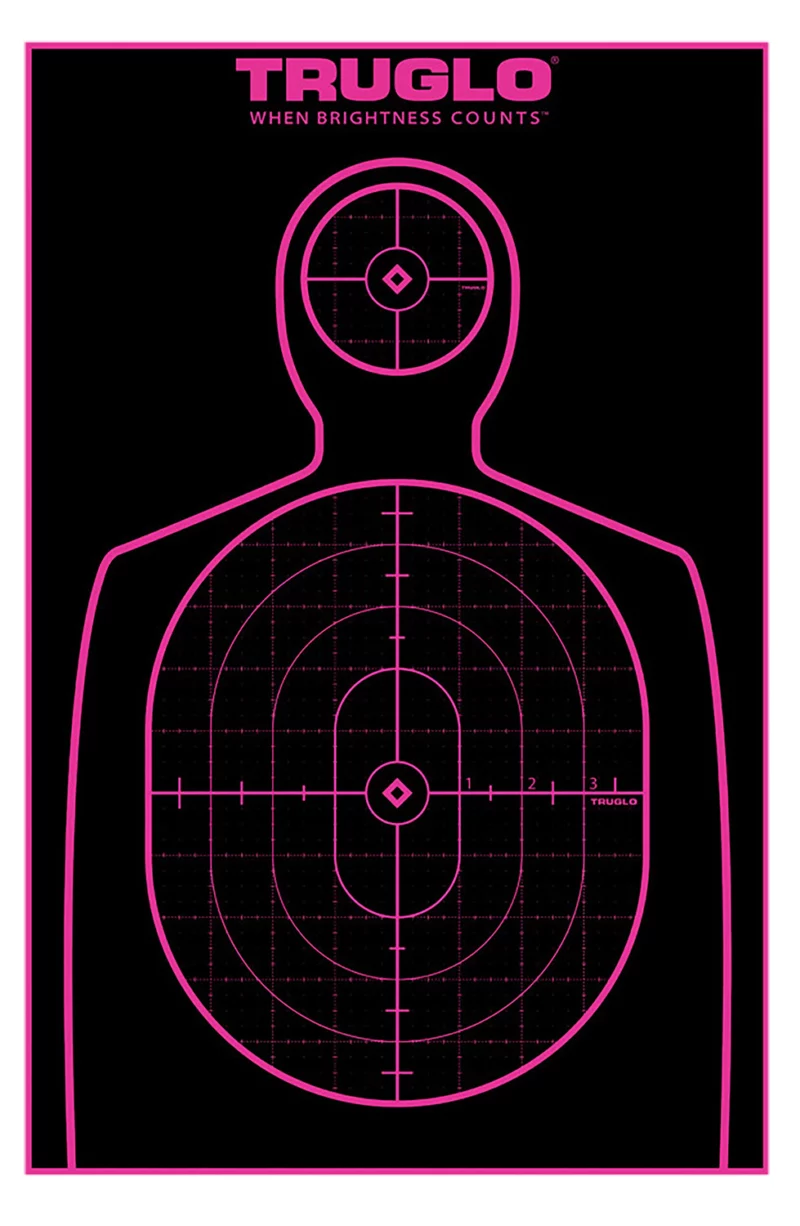 TruGlo TG13A12BB Tru-See Handgun Target Self-Adhesive Heavy Paper Black/Pink 12"x18" Silhouette 12 Pack