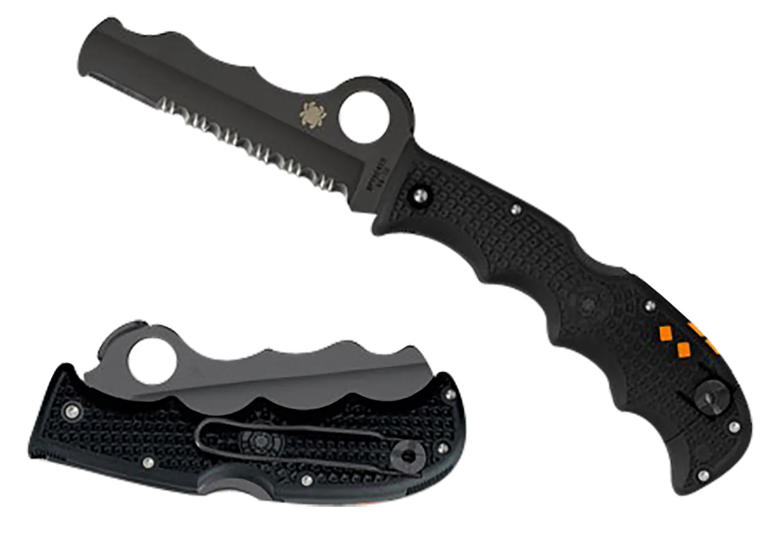 Spyderco C79PSBBK Assist Lightweight 3.69" Folding Part Serrated Black DLC VG-10 SS Blade/Black Textured FRN Handle Includes Glass Breaker/Pocket Clip