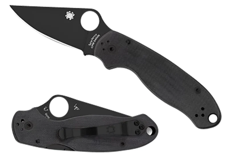 Spyderco C223GPBK Para 3 2.95" Folding Clip Point Plain Black DLC CPM S45VN SS Blade/Black G10 Handle Includes Pocket Clip