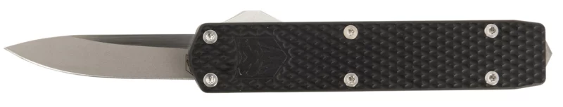 CobraTec Knives MNBLKMGEN2DNS Mini Mamba Gen II 2.25" OTF Plain Stonewashed D2 Steel Blade, 3.38" Black Textured Anodized Aluminum Handle