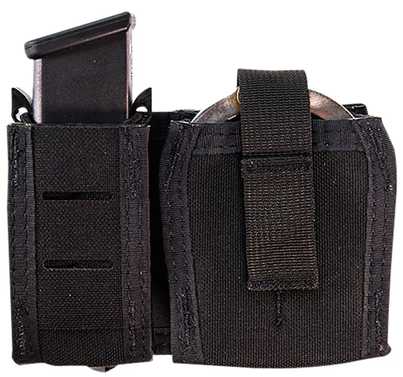 High Speed Gear 41P000BK TACO Duty Single Pistol & Handcuff Holder, Black Nylon with MOLLE Exterior, Fits MOLLE & 2" Belt