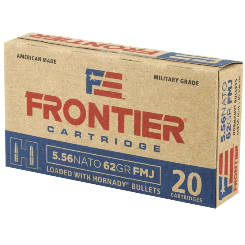 HORNADY FRONTIER 5.56NATO 62GR FMJ 20RD BX 500RD CASE - Image 2
