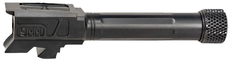 Faxon Firearms GB910N43SGQT Match Series 9mm Luger Compatible w/Glock 43/43X, Black Nitride 416R Stainless Steel, Straight Fluted/Target Crown Barrel