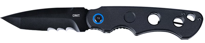 CRKT 2606 A.B.C. 3.39" Folding Tanto Veff Serrated Black Oxide 12C27 Sandvik Blade, Black Textured G10 Handle