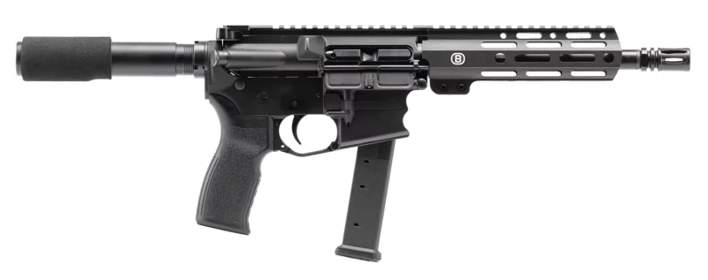 Bersa BAR9GL8BSC AR9 9mm Luger 27+1 8" Barrel, KAW Valley XL Compensator, Hard Coat Anodized Metal Finish, M-Lok Handguard, Magpul MOE+ Grip, Manual Safety