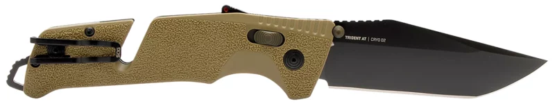S.O.G SOG11121241 Trident AT 3.70" Folding Tanto Plain Black TiNi Cryo D2 Steel Blade, Flat Dark Earth Textured GRN Handle, Peg Box Pkg