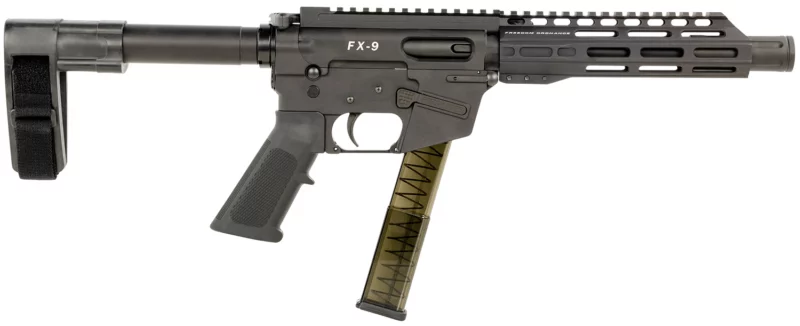 FREEDOM ORDNANCE FX9P8SBM FX-9 9mm Luger 31+1 8" Black Nitride Steel Barrel, M-LOK Handguards, Black Anodized Aluminum Picatinny Rail Receiver, Black SB Mini Brace, AR15 Grip