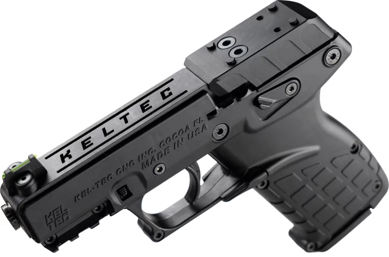 Kel-Tec P17BBLKOR P17 22 LR 16+1 3.80" Black Threaded Barrel, Black Optic Ready/Serrated Slide, Black Polymer Frame w/Picatinny Rail, Black Polymer Grip