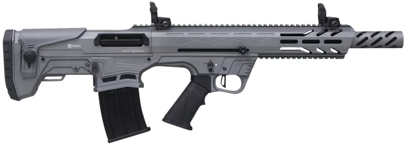 Citadel FRPS1218TG Pup Scout 12 Gauge Semi-Auto 3" 5+1 18.50" Gray Steel Barrel, Picatinny Rail Aluminum Receiver, Picatinny Handguards, Gray Adj Cheek Riser Synthetic Stock, Black Polymer Grip