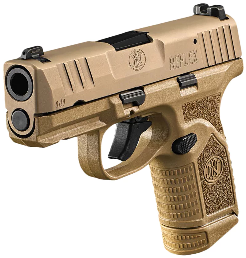 FN 66101417 Reflex 9mm Luger 15+1 11+1 3.30" Micro-Compact Frame Flat Dark Earth PVD Serrated Steel Slide w/Picatinny Rail Stippled Grip Ambidextrous