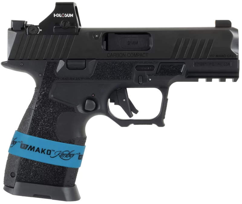 Kimber Mfg.,inc 3800017 R7 Mako Carbon Compact OI 9mm 15+1 3.92" FNC Stainless Steel Slide Molded Stippling Interchangeable Modular Backstrap Grip Holosun HS 407K