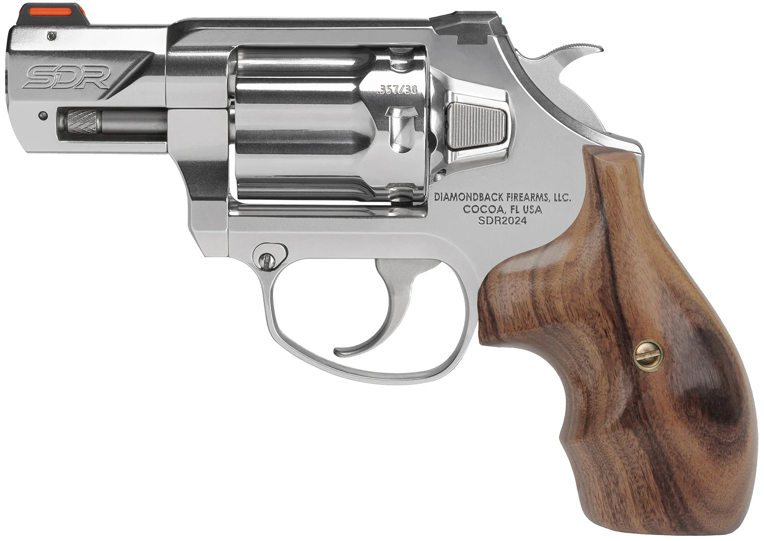 Diamondback DB075AS701 SDR Exclusive Grip 357 Mag/38 Special +P 6 Shot Polished Stainless Steel Barrel, Stainless Steel Frame & Cylinder, Hogue Wood Grip