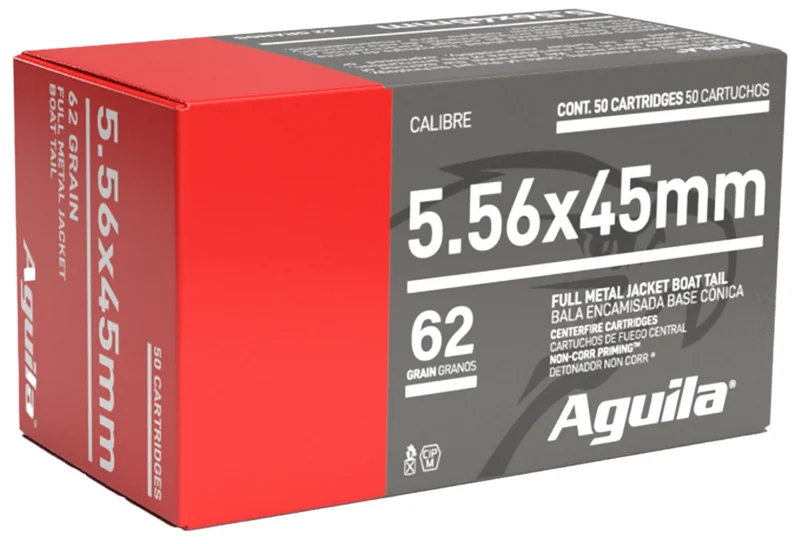 Aguila 1E556110 Target & Range Rifle 5.56x45mm NATO 62gr Full Metal Jacket Boat Tail 50 Per Box/20 Case