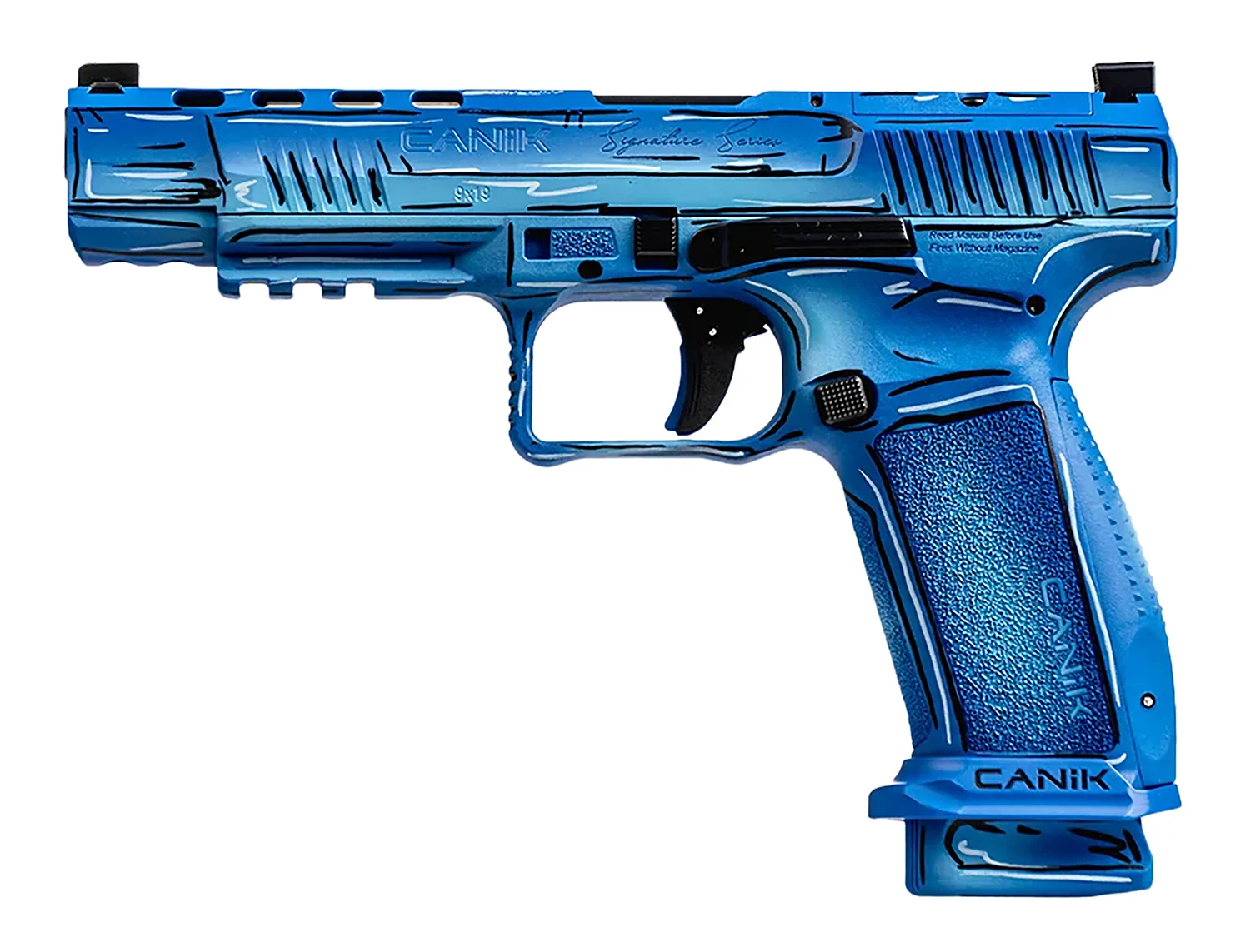 Canik HG5635SKN Mete SFT Sketch 9mm Luger 4.46" 20+1 Steel Barrel, Optic Ready/Serrated Steel Slide, Polymer Frame w/Picatinny Rail, Textured Grip