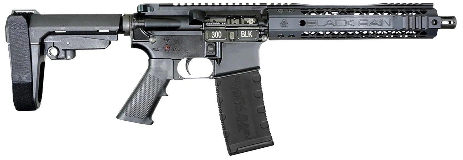 Black Rain Ordnance Spec15 5.56 NATO 30+1 10.50" Black Nitride Steel Barrel, 10" M-LOK Handguard, Black Anodized Aluminum Picatinny Rail Receiver, Tactical SBA3 Brace, Black G.I. Grip