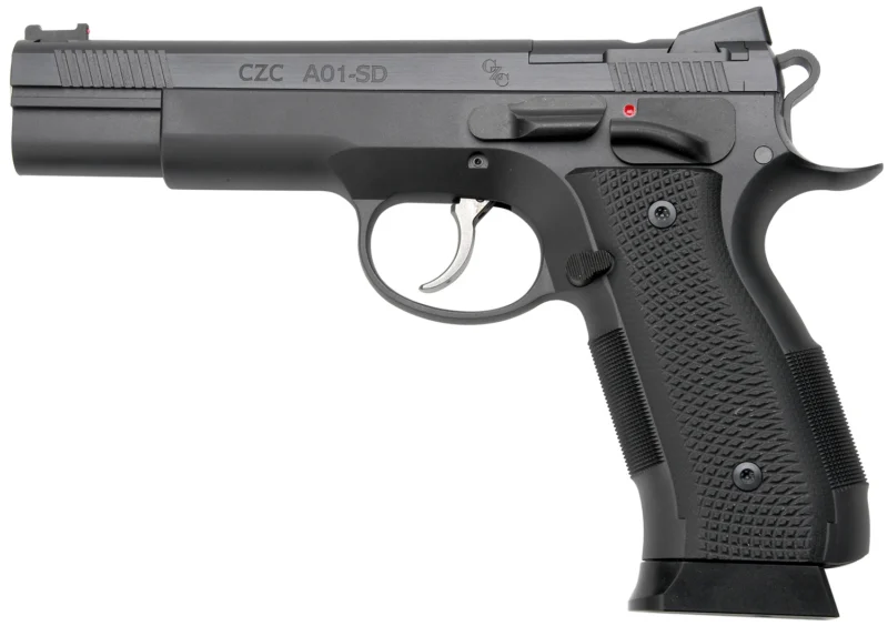 Cz Custom Shop 96333 A01-SD 9mm Luger 19+1 5" Match Grade Bull Barrel, Black Optic Cut/Serrated Steel Slide, Black Polycoat Steel Frame w/Beavertail, Black G10 Grip, Short Dustcover