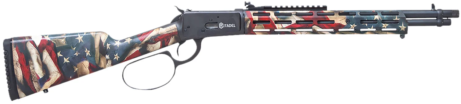 Howa CIT357LVRUSA Levtac 92 357 Mag 8+1 16.50" Matte Black Threaded Barrel & Steel Receiver w/Picatinny Rail, Fixed Respect Camo (American Flag) Synthetic Stock, Right Hand
