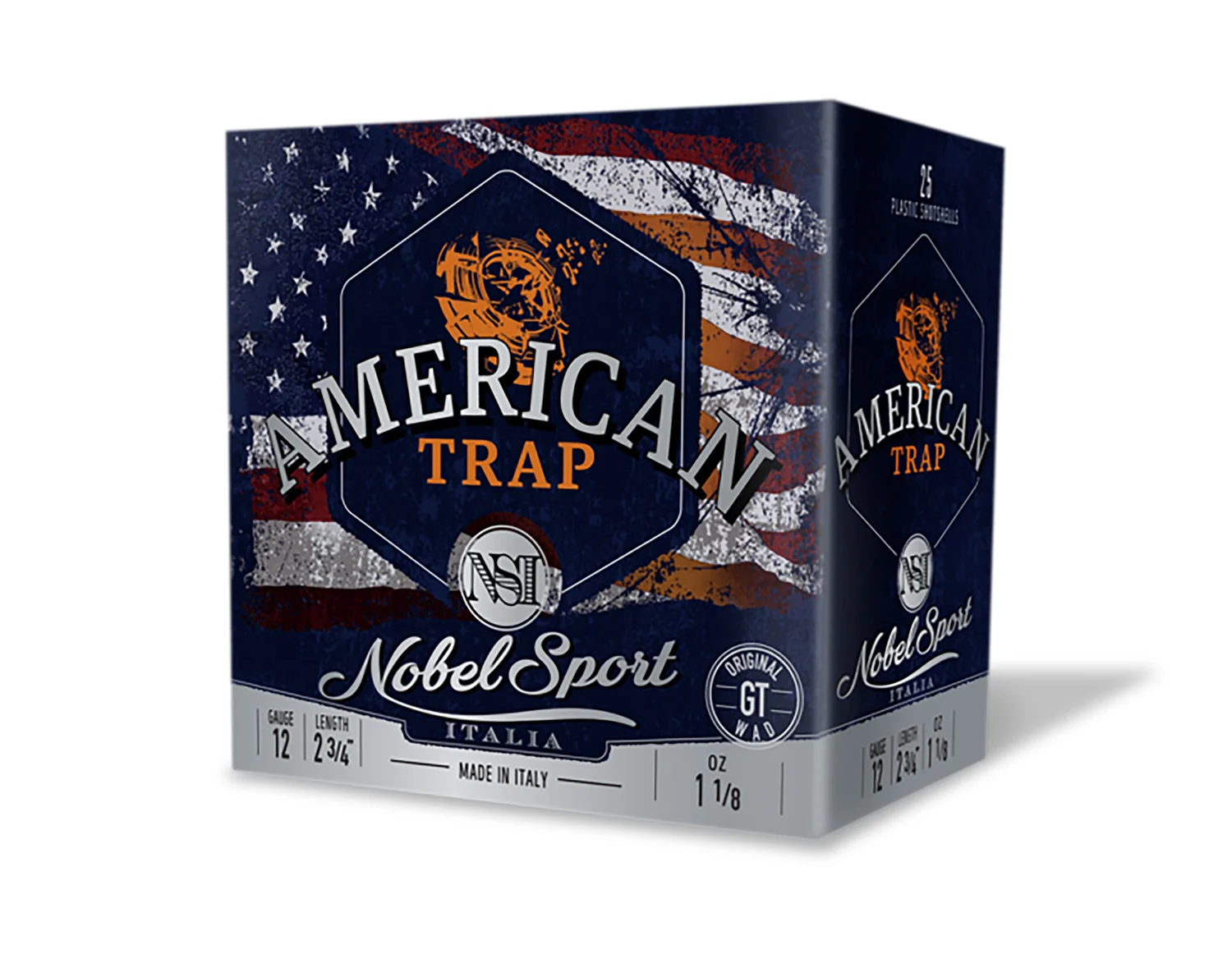 Nobel/Eurosports LLC ANS12FSC8 American Trap 12Gauge 2.75" 1 1/8oz 8Shot 25 Per Box/10 Case