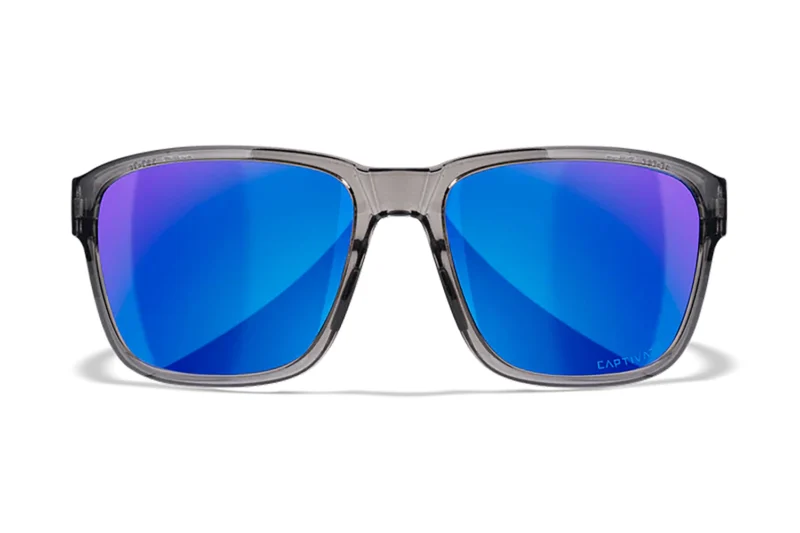 Wiley X AC6TRK09 Trek M/L Blue Mirror Lens Polycarbonate Gloss Crystal Dark Gray Frame