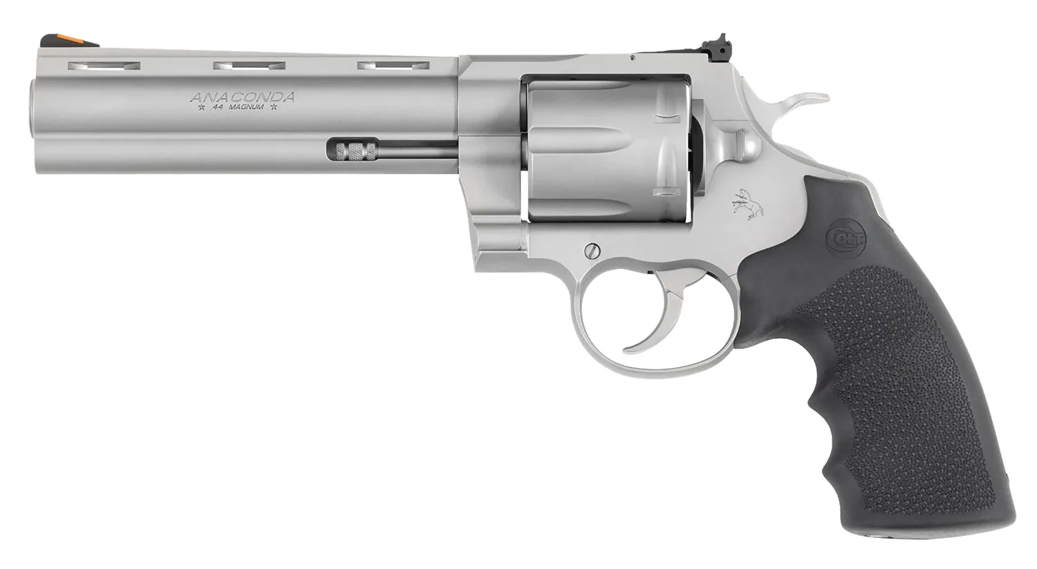 Colt Mfg ANACONDASM6RTS Anaconda 44 Mag 6rd Shot 6" Matte Stainless Vent Rib Barrel, Cylinder & Frame, Black Grip