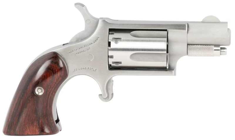 North American Arms 22LRGBG Mini-Revolver 22 LR 5 rd 1.13" Barrel, Stainless Steel Barrel/Cylinder/Frame, Exclusive Wood Boot Grip