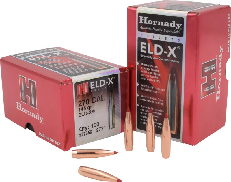 Hornady 27356 ELD-X 270 Cal .277 145 gr Extremely Low Drag eXpanding 100 Per Box/ 15 Case