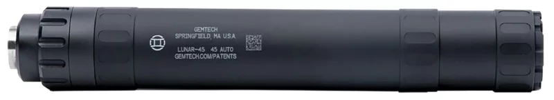 Gemtech 12126 Lunar-45 45 ACP 1.375" Black Aluminum/Titanium .578-28 tpi